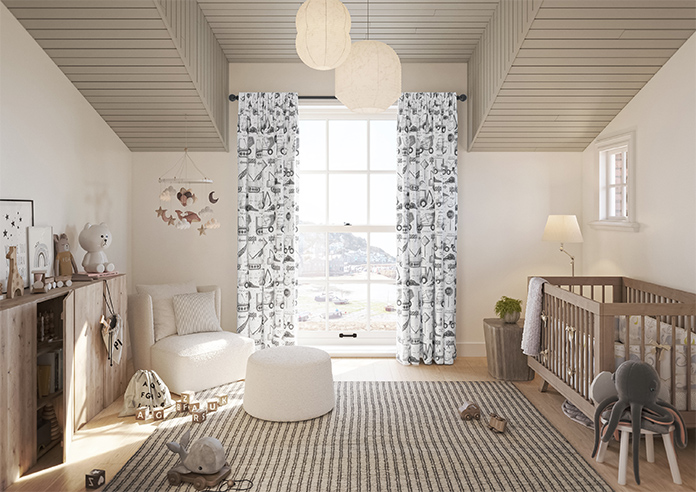 Tinker Town, Black And White - Made to Measure Curtains - Image 14